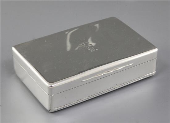 A Victorian silver sandwich box, by William Summers, Length 129mm weight: 10oz/314grms